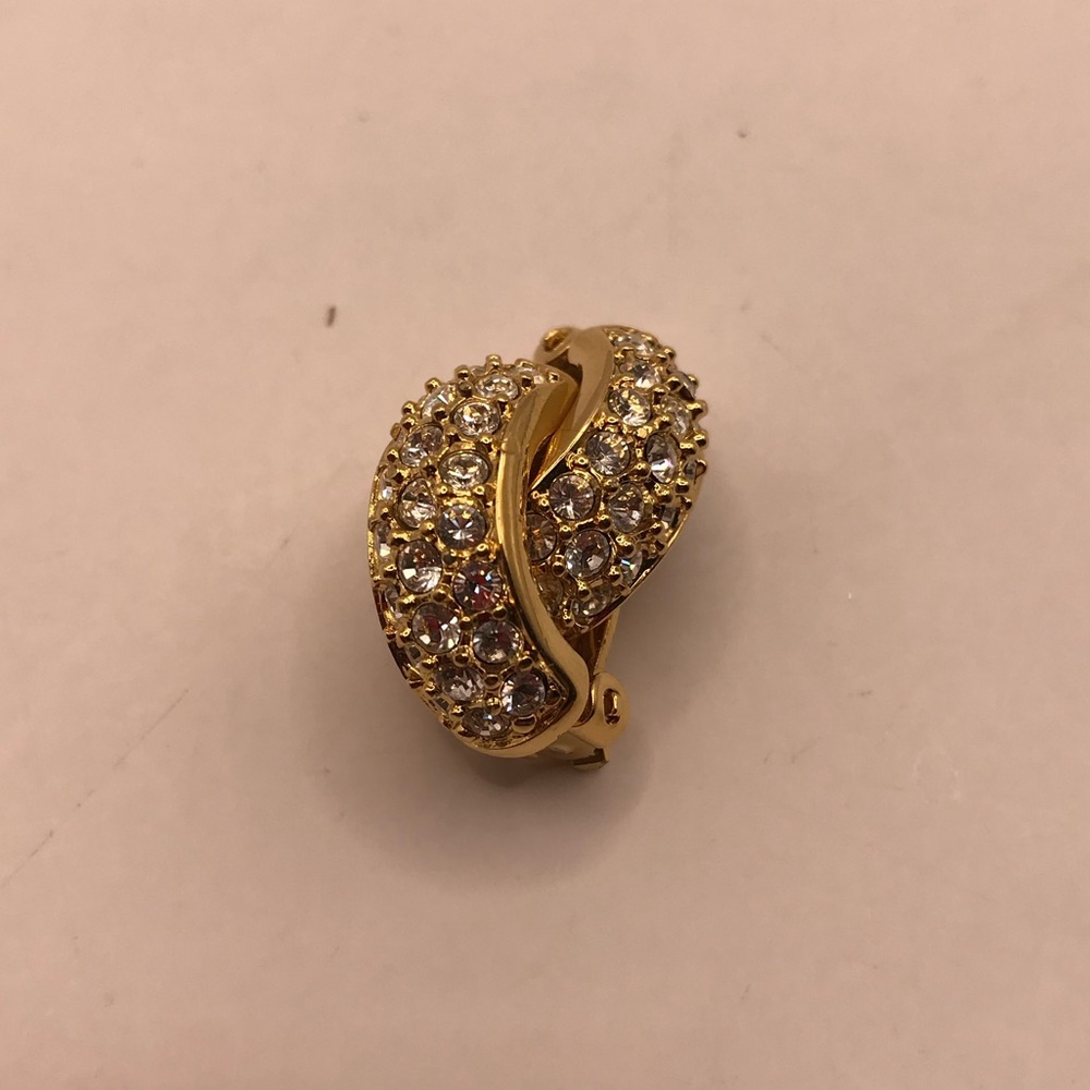 Swarovsky Gold-Tone & Crystal Half Hoop Earrings - Picture 6 of 9